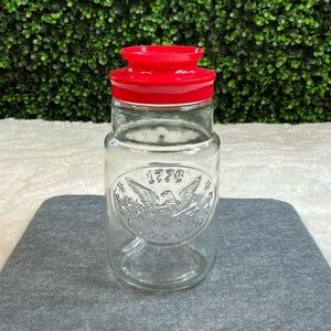 Vintage Anchor Hocking Bicentennial Glass Jar Embossed Eagle 1776 Collectible